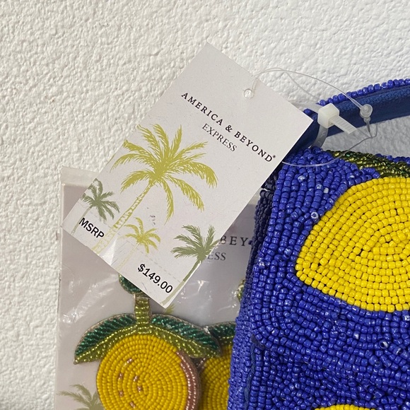 Viral America & Beyond beaded lemon bag w/ earring set Europe travel spring NWT - Picture 4 of 16
